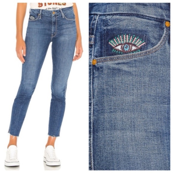 MOTHER Double Looker Ankle Fray Fruit Cart Jeans - Picture 1 of 8